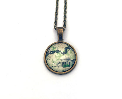 1966 Cherry Blossoms - US Stamp - Postage stamp jewelry - Vintage Postage Stamp Necklace - Antique bronze finish