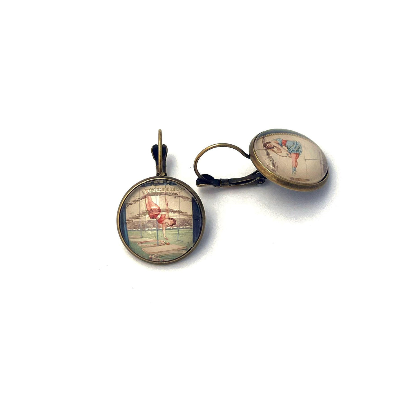 2014 Ringling Brothers - USA Stamp - Postage stamp jewelry - Vintage Postage Stamp Earrings - French clip earrings in antique bronze finish