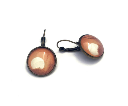 1988 Basho Matsuo Poem - Japan Postage Stamp Jewelry - Vintage Postage Stamp Earrings - French clip earrings in antique bronze finish