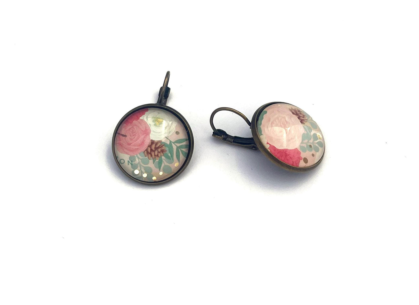 2021 Japan Stamp - Postage Stamp Jewelry - Vintage Postage Stamp Earrings - French clip earrings in antique bronze finish
