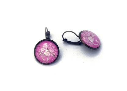 1973 Pink Tiger - Bangladesh Stamp - Postage stamp jewelry - Vintage Postage Stamp Earrings - French clip earrings in antique bronze finish