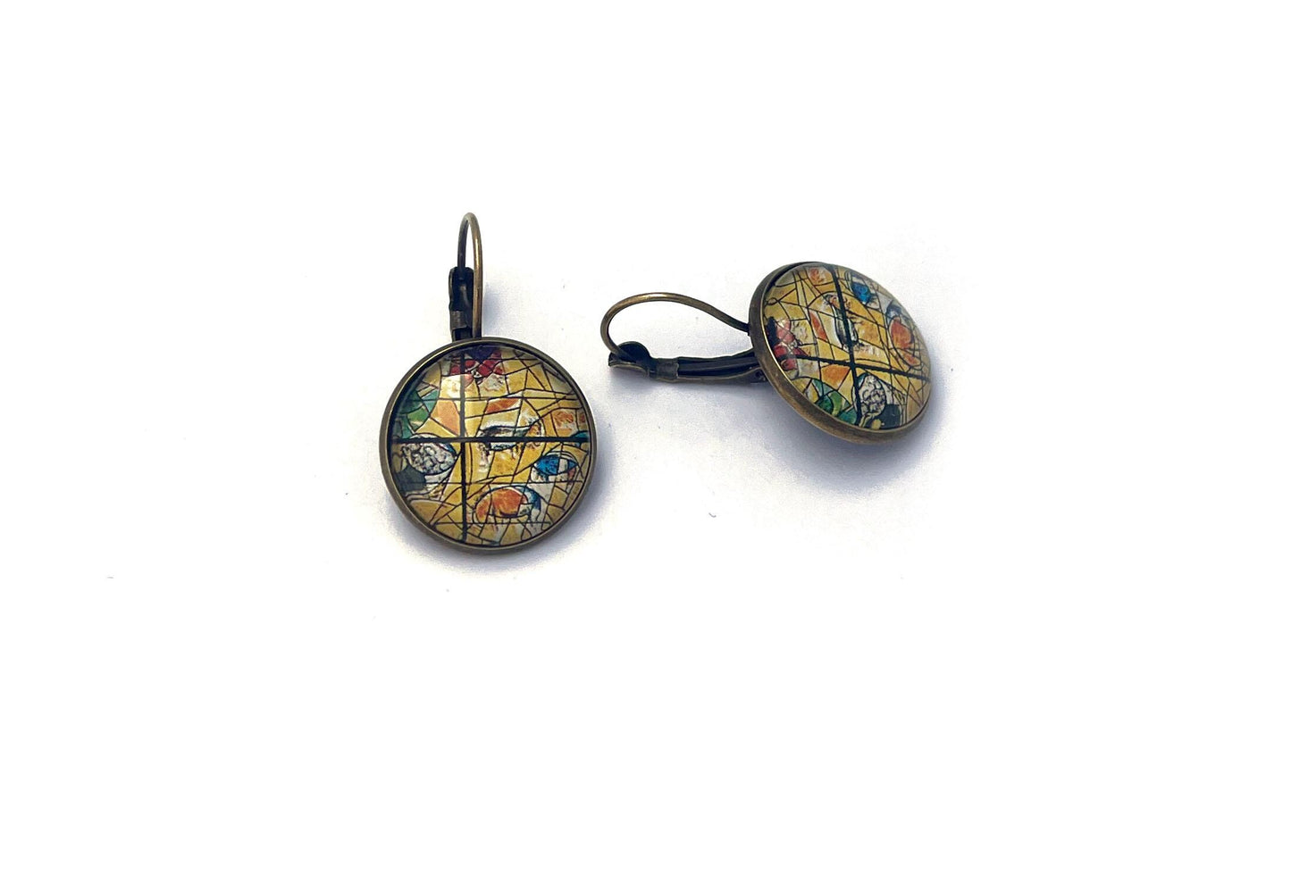 1973 Israel Stamp - Postage stamp jewelry - Postage Stamp Earrings - French clip earrings in antique bronze finish