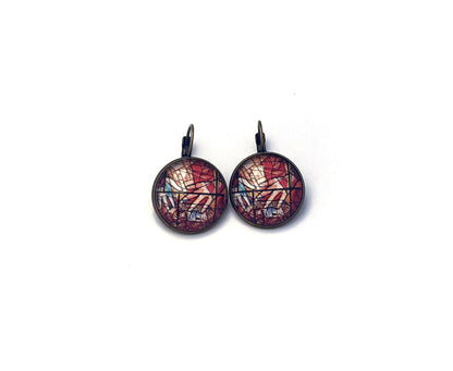 1973 Israel Stamp - Postage stamp jewelry - Postage Stamp Earrings - French clip earrings in antique bronze finish