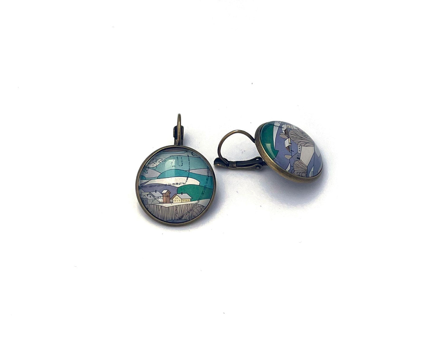 1997 Bavarian Forest - Germany Stamp - Postage stamp jewelry - Vintage Postage Stamp Earrings