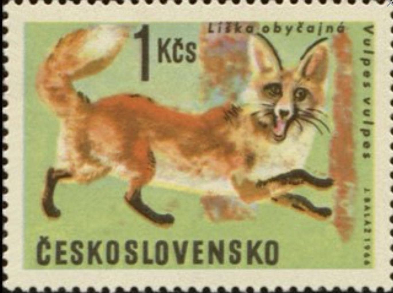 1966 Red Fox - Czechoslovakia Stamp - United States Stamp - Postage stamp jewelry - Postage Stamp Necklace