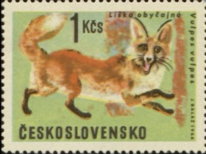 1966 Red Fox - Czechoslovakia Stamp - United States Stamp - Postage stamp jewelry - Postage Stamp Necklace