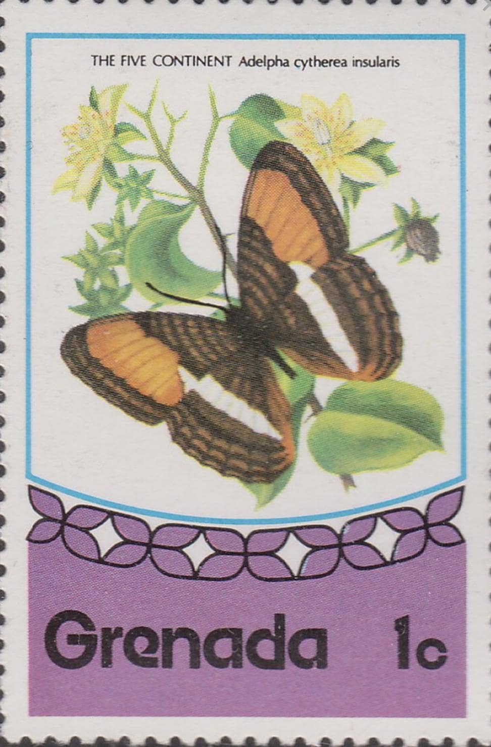 1975 Butterfly  - Grenada States Stamp - Postage stamp jewelry - Postage Stamp Necklace