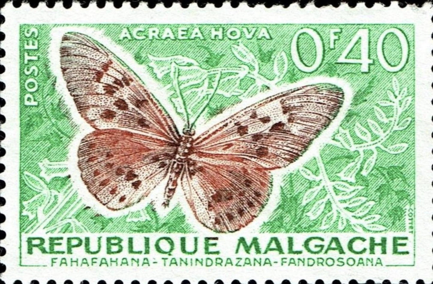 1960 Garden Acraea Butterfly - Madagascar Stamp - United States Stamp - Postage stamp jewelry - Postage Stamp Necklace