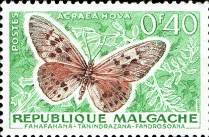 1960 Garden Acraea Butterfly - Madagascar Stamp - United States Stamp - Postage stamp jewelry - Postage Stamp Necklace