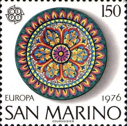 1976 San Marino Stamp - Postage stamp jewelry - Vintage Postage Stamp Earrings - French clip earrings in antique bronze finish