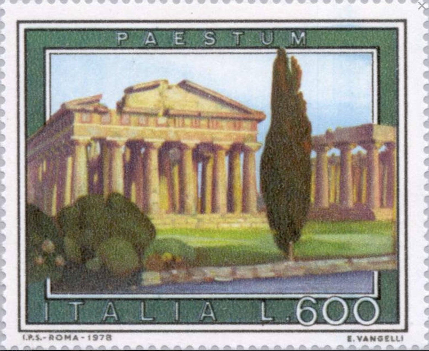 1978 Paestum - Italy Stamp - Postage stamp jewelry - Vintage Postage Stamp Earrings - French clip earrings in antique bronze finish