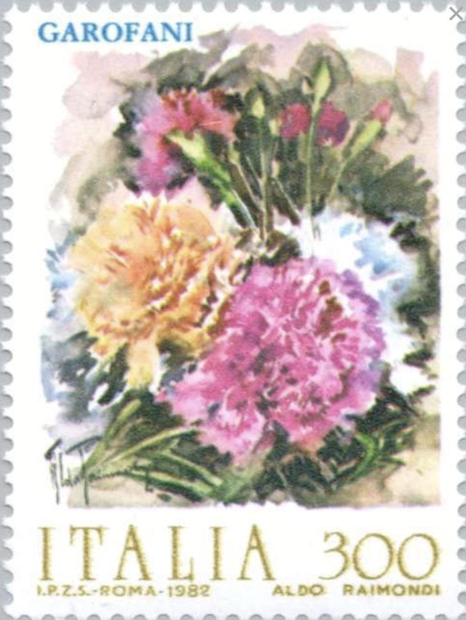 1981 Carnations -Italy Stamp - United States Stamp - Postage stamp jewelry - Postage Stamp Necklace