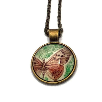 1960 Garden Acraea Butterfly - Madagascar Stamp - United States Stamp - Postage stamp jewelry - Postage Stamp Necklace