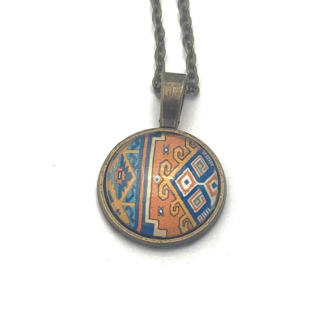 1968 Algerian Stamp - Postage Stamp Jewelry - Vintage Postage Stamp Necklace - Antique Bronze Finish