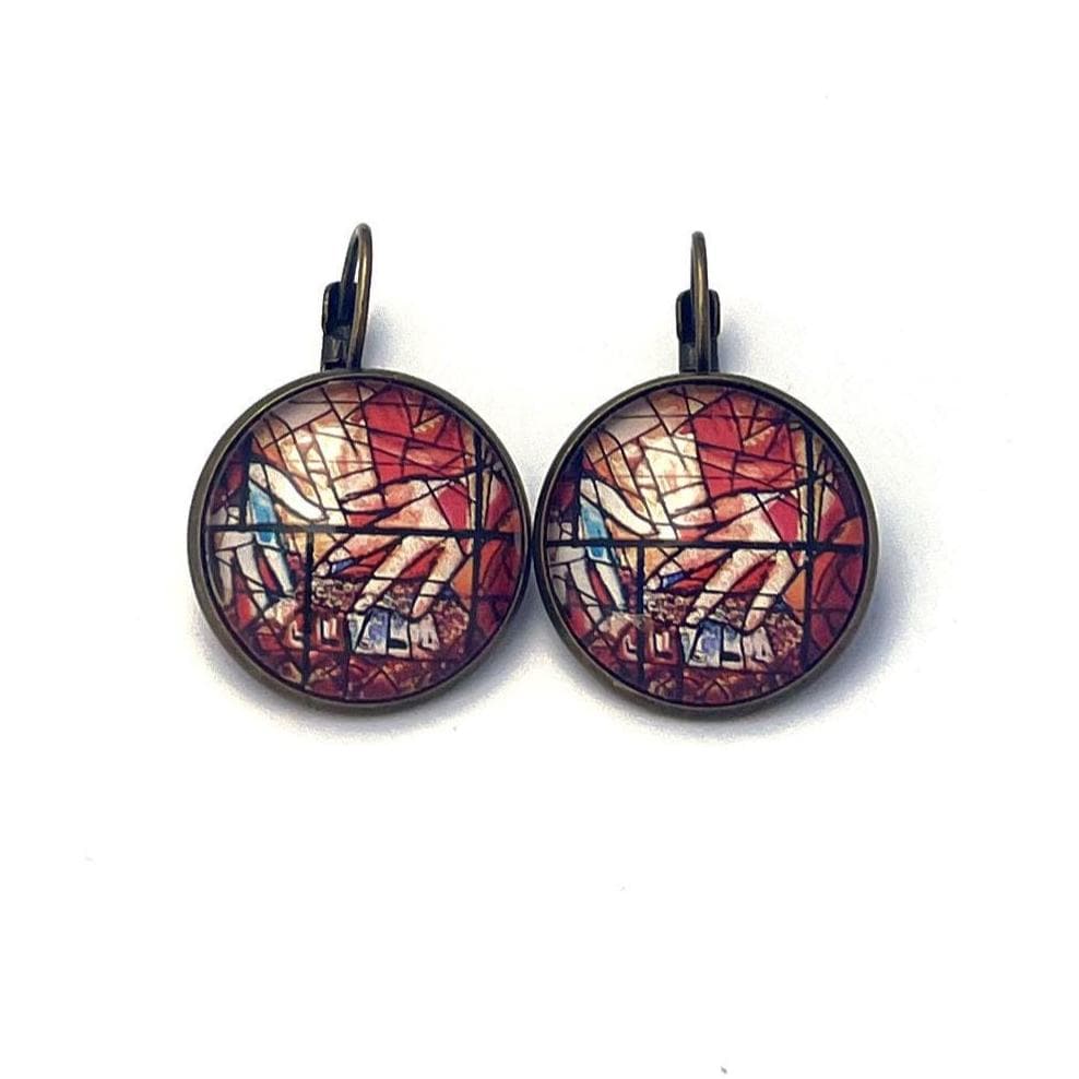1973 Israel Stamp - Postage stamp jewelry - Postage Stamp Earrings - French clip earrings in antique bronze finish