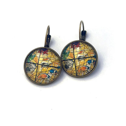 1973 Israel Stamp - Postage stamp jewelry - Postage Stamp Earrings - French clip earrings in antique bronze finish