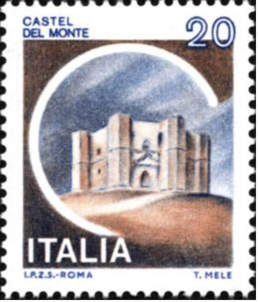1980 Castel del Monte - Italy Stamp - Postage Stamp Jewelry - Vintage Postage Stamp Necklace - Antique Bronze Finish