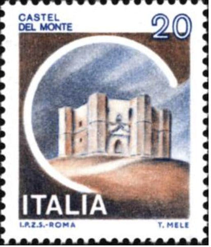 1980 Castel del Monte - Italy Stamp - Postage Stamp Jewelry - Vintage Postage Stamp Necklace - Antique Bronze Finish