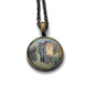 1980 Bosa Castle - Italy Stamp - Postage Stamp Jewelry - Vintage Postage Stamp Necklace - Antique Bronze Finish
