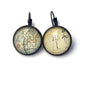 1988 Basho Matsuo Poem - Japan Postage Stamp Jewelry - Vintage Postage Stamp Earrings - French clip earrings in antique bronze finish