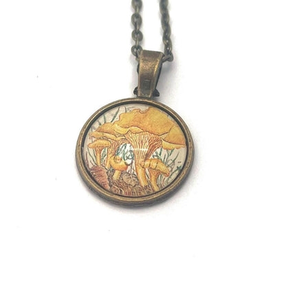 1989 Chanterelle - Norway Postage Stamp Jewelry - Vintage Postage Stamp Necklace - Antique Bronze Finish