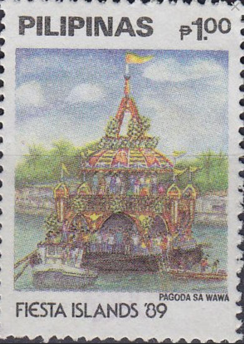 1989 Pagoda Sa Wawa - Philippines Stamp - Postage stamp jewelry - Postage Stamp Necklace