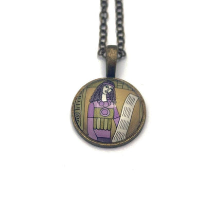 1984 Huldah - Israel Postage Stamp Jewelry - Vintage Postage Stamp Necklace - Antique Bronze Finish