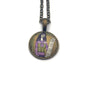 1984 Huldah - Israel Postage Stamp Jewelry - Vintage Postage Stamp Necklace - Antique Bronze Finish