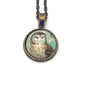 1984 Ural Owl - Hungary Postage Stamp Jewelry - Vintage Postage Stamp Necklace - Antique Bronze Finish