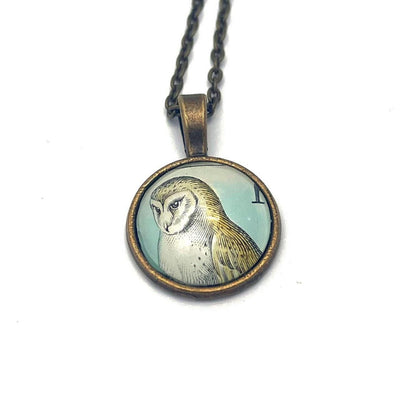 1984 Western Barn Owl - Hungary Postage Stamp Jewelry - Vintage Postage Stamp Necklace - Antique Bronze Finish