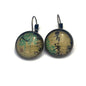 1987 Basho Matsuo Poem - Japan Postage Stamp Jewelry - Vintage Postage Stamp Earrings - French clip earrings in antique bronze finish