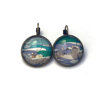 1997 Bavarian Forest - Germany Stamp - Postage stamp jewelry - Vintage Postage Stamp Earrings