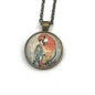 1999 Scarlet Macaw - Romania Stamp - Postage stamp jewelry - Postage Stamp Necklace