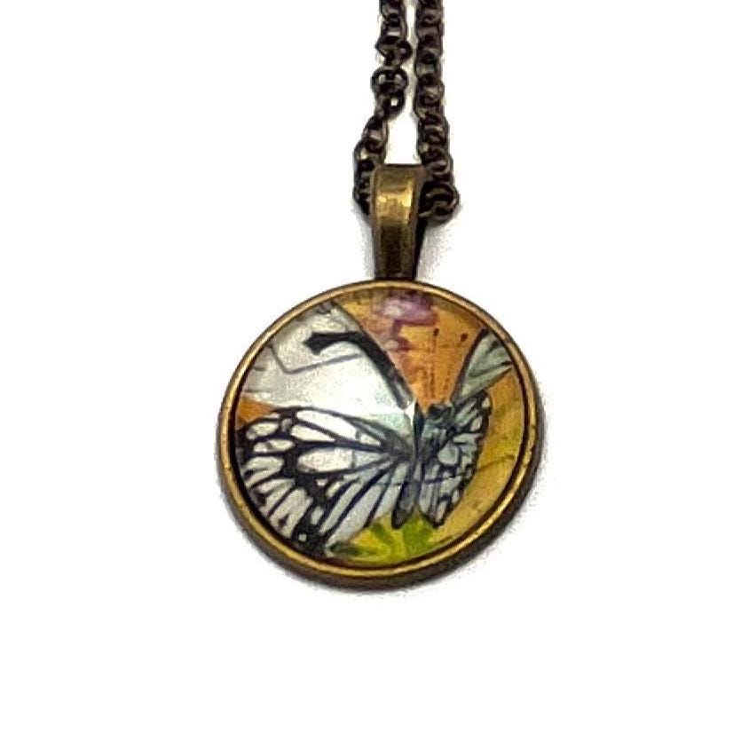 2011 Butterfly - Israel Stamp - Postage stamp jewelry - Postage Stamp Necklace