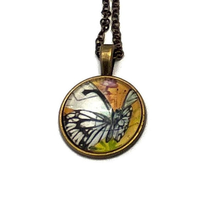 2011 Butterfly - Israel Stamp - Postage stamp jewelry - Postage Stamp Necklace