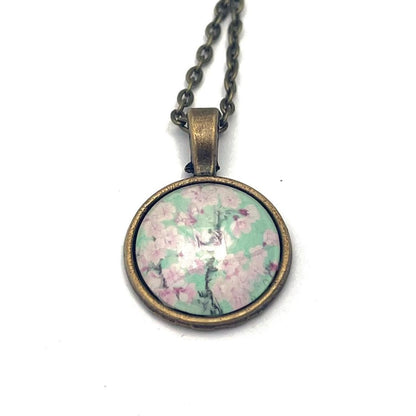 2014 Cherry Blossom - Japan Stamp - Postage Stamp Jewelry - Vintage Postage Stamp Necklace - Antique Bronze Finish