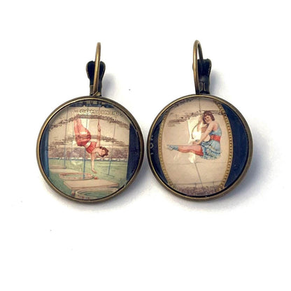 2014 Ringling Brothers - USA Stamp - Postage stamp jewelry - Vintage Postage Stamp Earrings - French clip earrings in antique bronze finish
