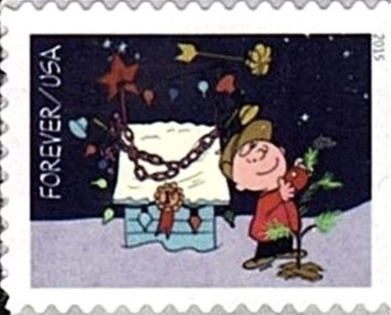 2015 A Charlie Brown Christmas - USA stamp- Postage Stamp Jewelry - Vintage Postage Stamp Necklace - Antique Bronze Finish