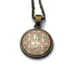 2016 Geometric Pattern - Japan Stamp - Postage Stamp Jewelry - Vintage Postage Stamp Necklace - Antique Bronze Finish