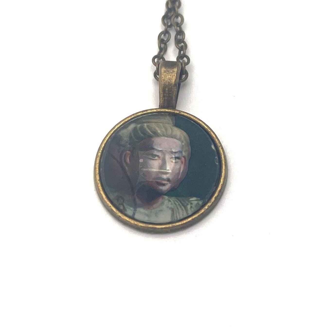 2002 Ashura - Japan Stamp - Postage stamp jewelry - Postage Stamp Necklace