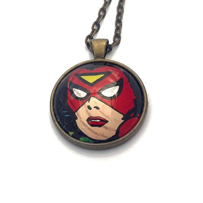 2007 Spider Woman - United States Stamp - Postage Stamp Jewelry - Vintage Postage Stamp Necklace - Antique Bronze