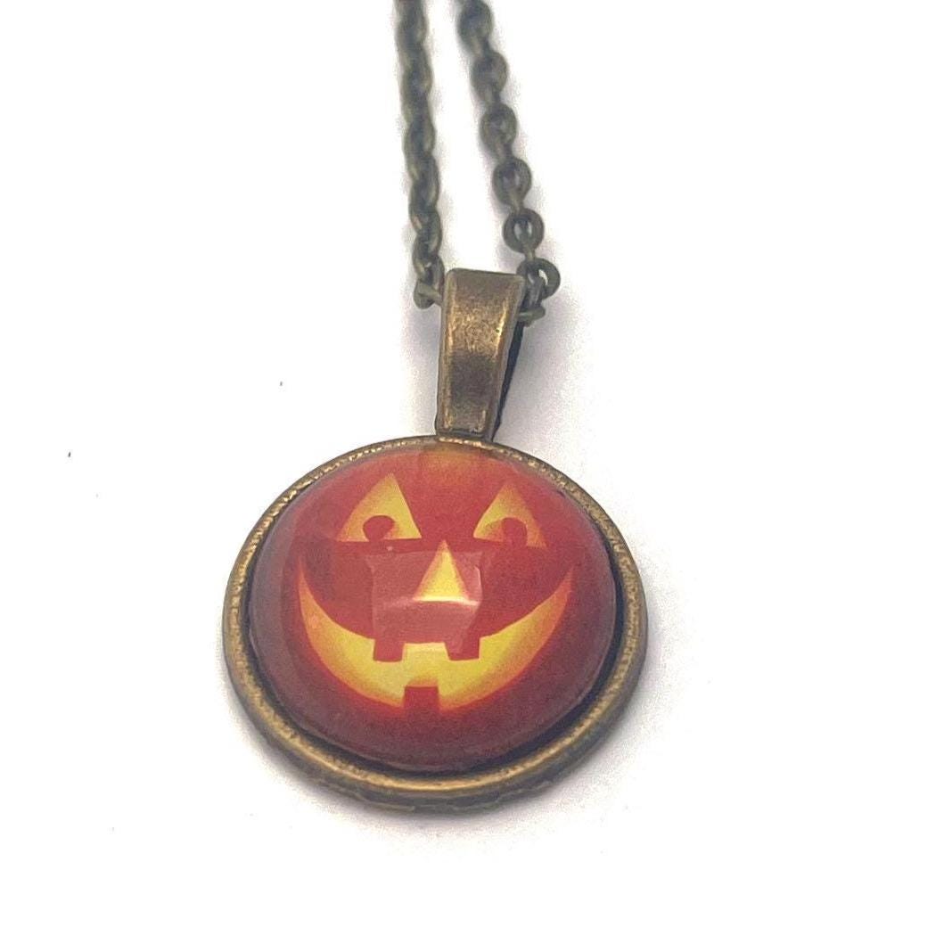 2016 Jack-o’-lantern USA Halloween Stamp - Postage stamp jewelry - Postage Stamp Necklace