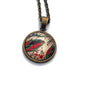 2019 African Textile - France Stamp - Postage Stamp Jewelry - Vintage Postage Stamp Necklace - Antique Bronze Finish