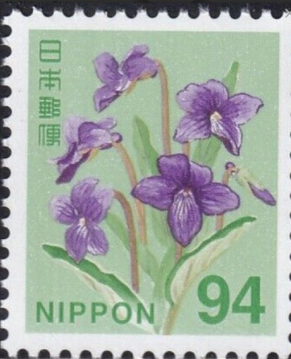 2019 Violet - Japan Stamp - Postage stamp jewelry - Vintage Postage Stamp Earrings - French clip earrings in antique bronze finish