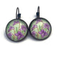 2019 Violet - Japan Stamp - Postage stamp jewelry - Vintage Postage Stamp Earrings - French clip earrings in antique bronze finish