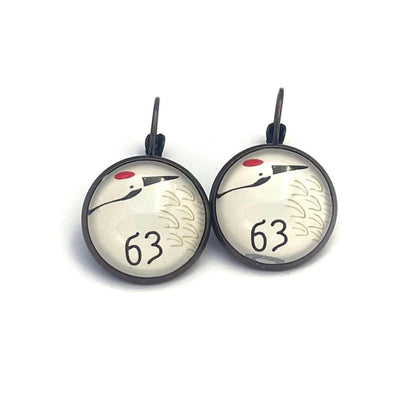 2021 Crane - Japan Stamp - Postage stamp jewelry - Vintage Postage Stamp Earrings - French clip earrings in antique bronze finish