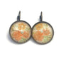 2022 Marigold - Japan Stamp - Postage stamp jewelry - Vintage Postage Stamp Earrings - French clip earrings in antique bronze finish