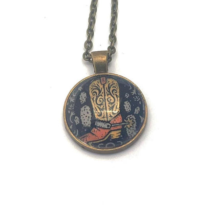 2021 USA Western Wear Boot - USA Stamp - Postage Stamp Jewelry - Vintage Postage Stamp Necklace - Antique Bronze Finish