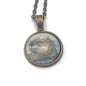 2021 Playful Otters in the Snow - Postage Stamp Jewelry - Vintage Postage Stamp Necklace - Antique Bronze Finish
