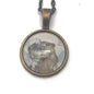 2021 Playful Otters in the Snow - Postage Stamp Jewelry - Vintage Postage Stamp Necklace - Antique Bronze Finish